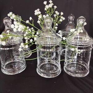 Clear Glass Apothecary Jars with Lids - Set of 12